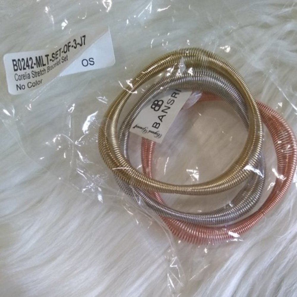 NEW Bansri Corelia Metal Stretch 3 Piece Bracelet Set - Picture 4 of 7